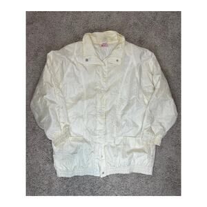 VINTAGE Haband! Windbreaker Jacket Women White Crinkle Nylon